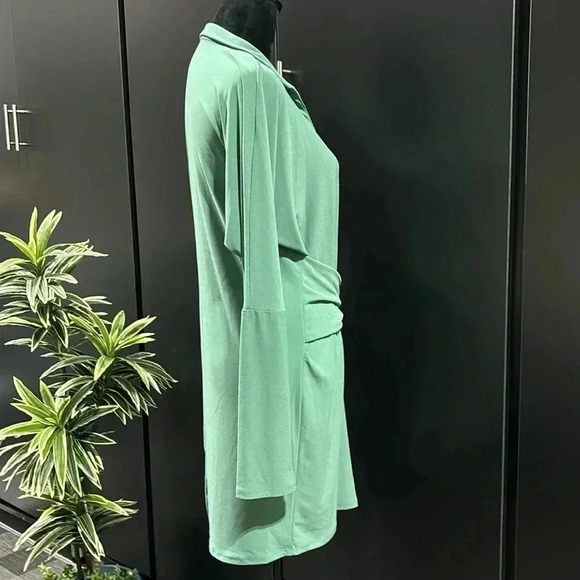 Bar III V-neck collar,loose fit,long sleeve scarf tie belt,ruching,stretch comfy - Picture 5 of 12